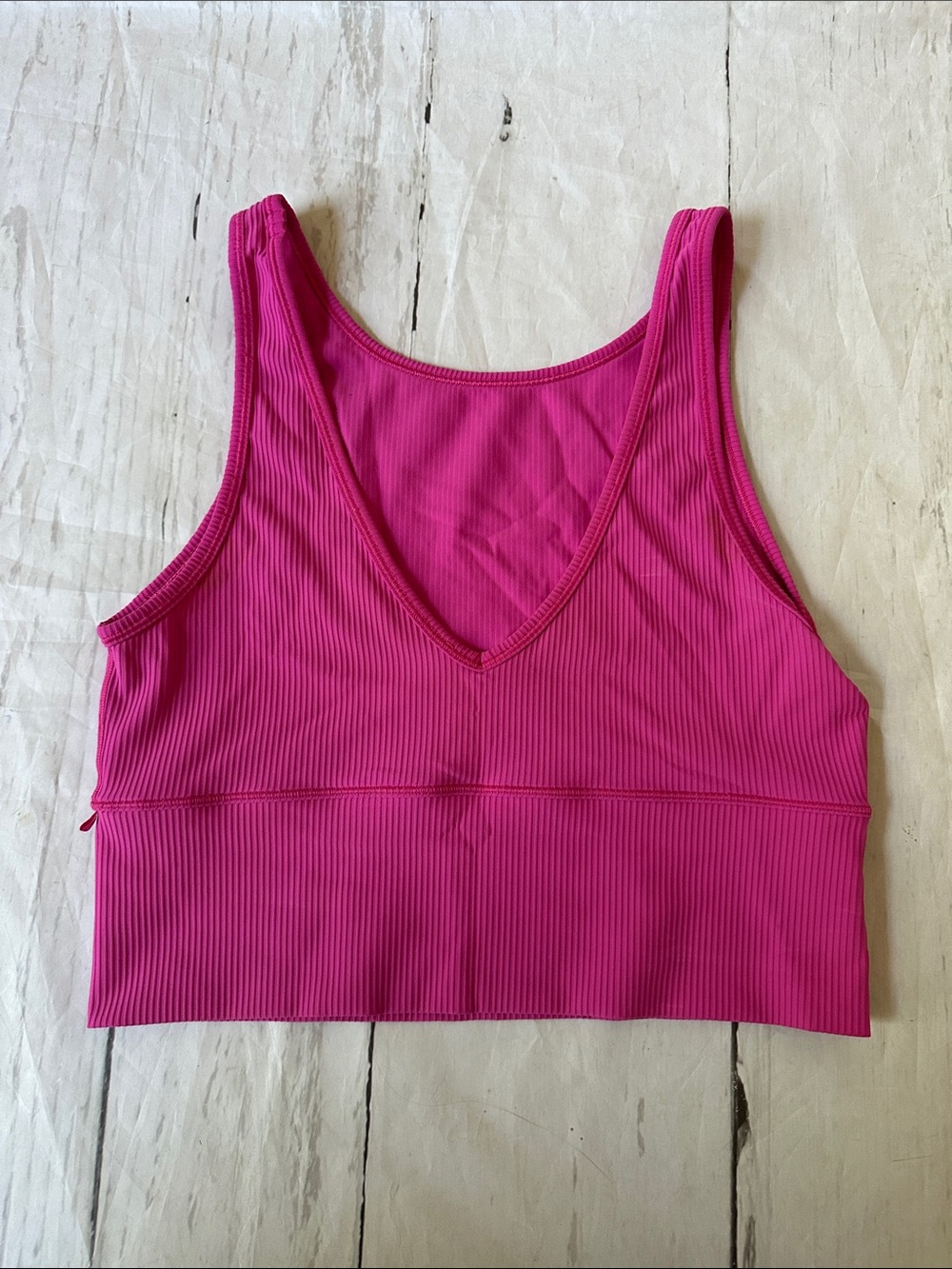Lululemon Power Pivot Tank Top Ribbed V-Neck Crop Bralette - Pink reversible
